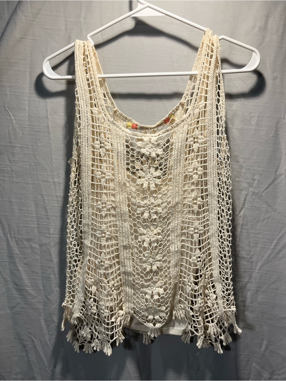 Crochet Fringe Tank Top - Cream